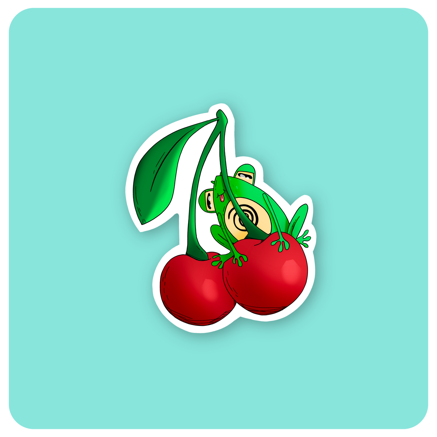 Fwog on Cherries Sticker