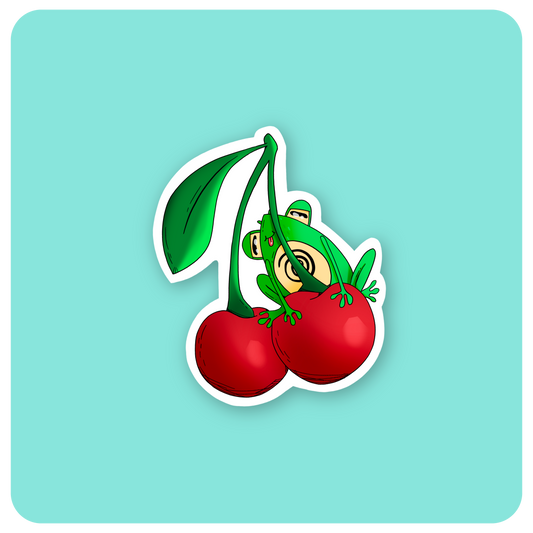 Fwog on Cherries Sticker