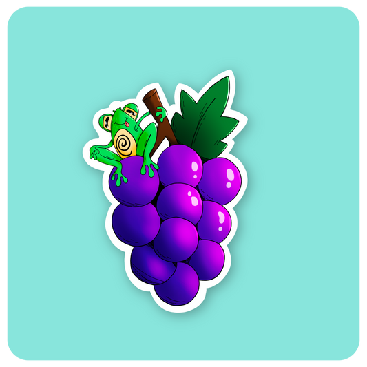 Fwog on Grapes Sticker